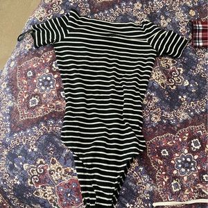 Striped off the shoulder bodysuit
